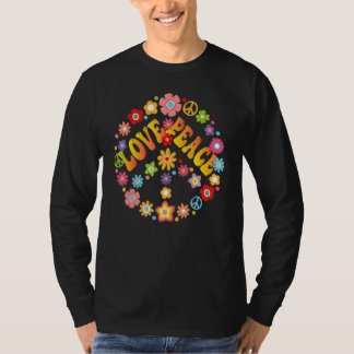 Camiseta Sinal de Paz Amor 1960 década de 1970 Tie Dye Groo