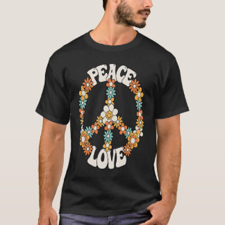 Camiseta Sinal de Paz Amor 60 anos 70 Figurume Groovy Hippi