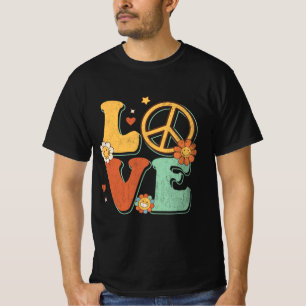 Camiseta Sinal de Paz Amor 60 anos 70 Figurume Groovy Hippi