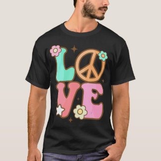 Camiseta Sinal de Paz Amor 60 anos 70 Figurume Groovy Hippi