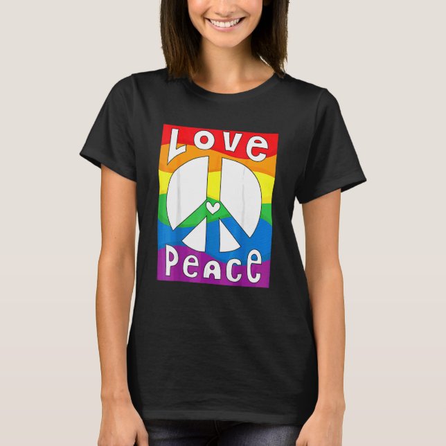 Camiseta Sinal de Paz Amor 60 anos 70 Tie Dye Hippie Costum (Frente)