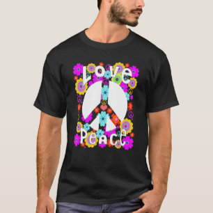 Camiseta Sinal de Paz Amor 60 anos 70 Tie Dye Hippie Flo