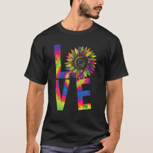 Camiseta Sinal de Paz Amor 60 anos 70 Tie Dye Sunflower Rai