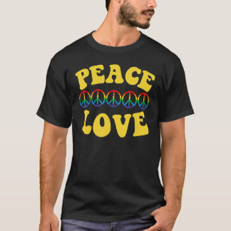 Camiseta Sinal de Paz Amor 60s 70s Tie Dye Hippie Halloween