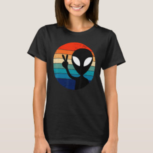 Camiseta Sinal de Paz Amor Alien 60s 70s Tie Dye Hippie Olá