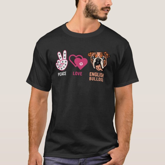 Camiseta Sinal de Paz Amor Cachorro Inglês (Frente)