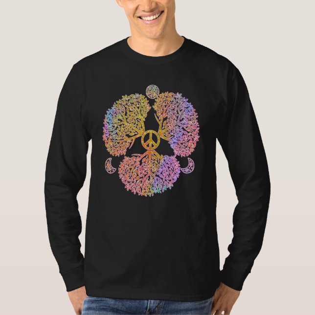 Camiseta Sinal de paz Árvore 60 da década de 70 Hippie Life (Frente)