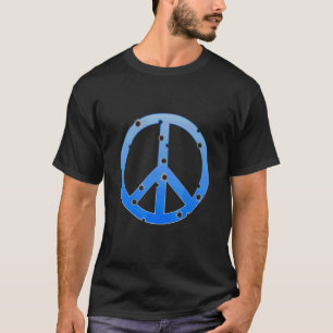 Camiseta Sinal de Paz Azul Com Buracos de Bala Salve a Paz