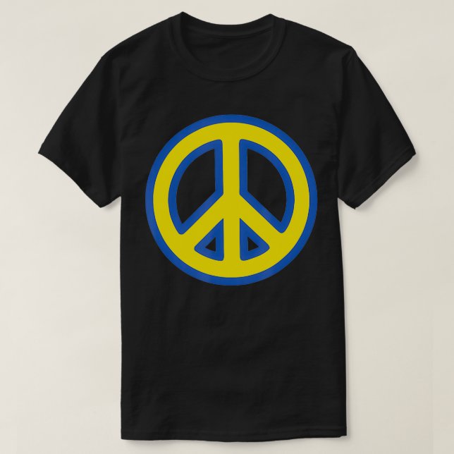 Camiseta SINAL DE PAZ Azul e amarelo Ucraniano Solidariedad (Frente do Design)