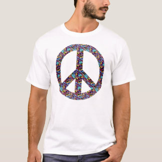 Camiseta Sinal de paz azul e roxo