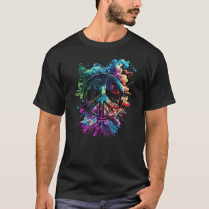 Camiseta Sinal de paz colorido, nuvens céu, pacifista, libe