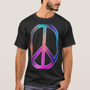 Camiseta Sinal de Paz Colorido Padrão Geométrico Arco-Íris