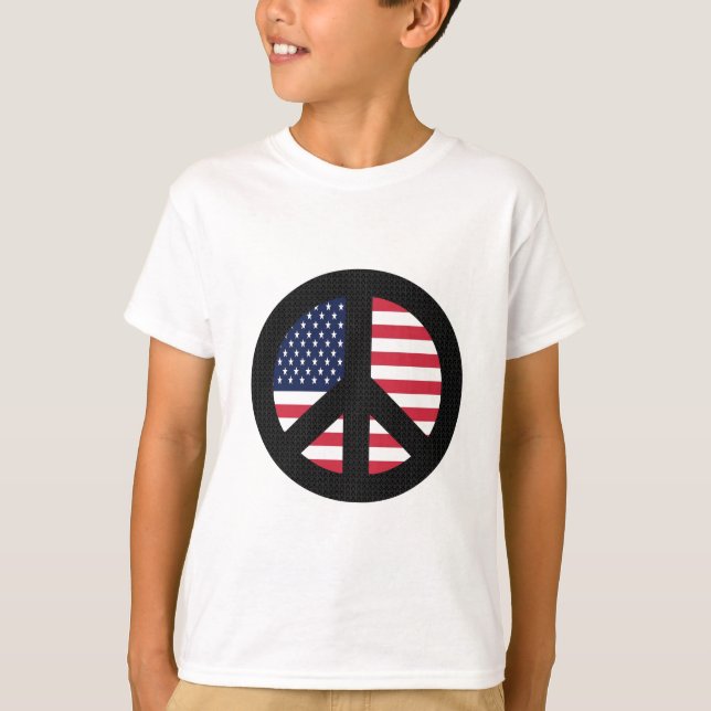 Camiseta Sinal de paz com bandeira americana (Frente)