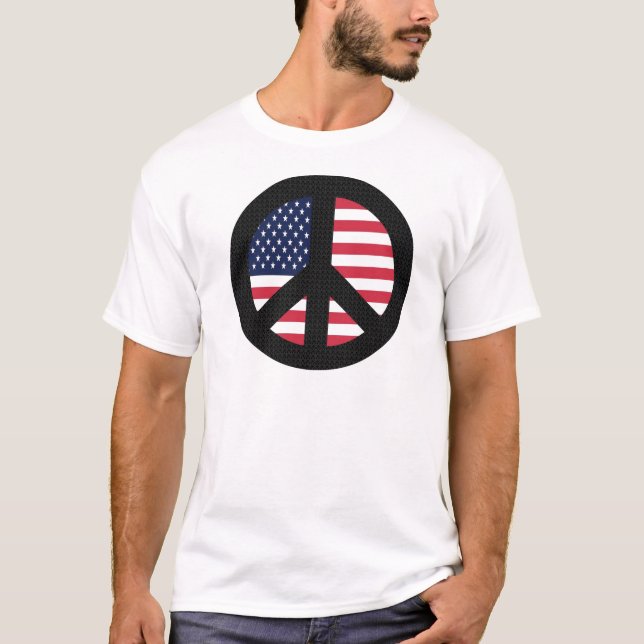 Camiseta Sinal de paz com bandeira americana (Frente)