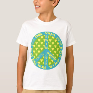 Camiseta Sinal de paz com natação no quadro