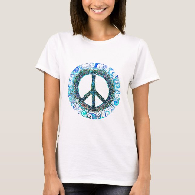Camiseta Sinal de paz com ondas azuis (Frente)