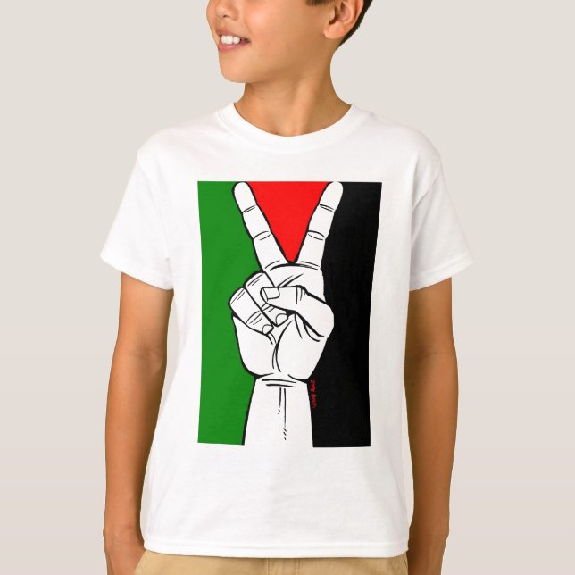 CAMISETA SINAL DE PAZ DA BANDEIRA DE PALESTINA (Frente)