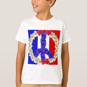 Camiseta sinal de paz da bandeira francesa