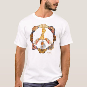 Camiseta sinal de paz da borboleta