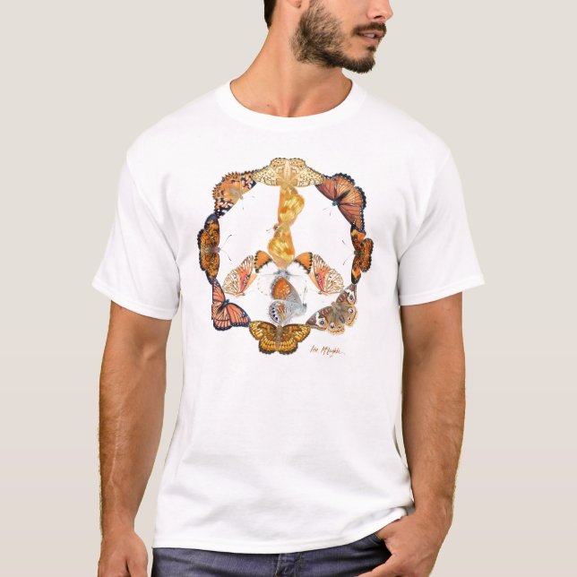 Camiseta sinal de paz da borboleta (Frente)