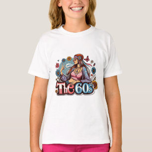 Camiseta Sinal de paz da menina Hippie pintinho de 1960