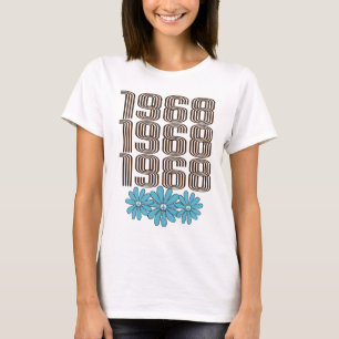 Camiseta Sinal de Paz de 1968 Aqua Hippie Flower Power