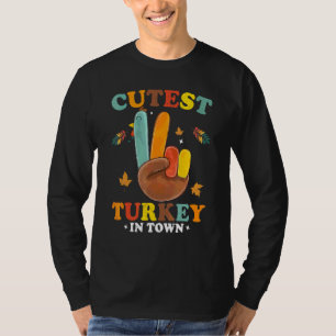 Camiseta Sinal de Paz de Ação de Graças Peru Mais Fofo da C