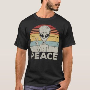 Camiseta Sinal de Paz de Alien Divertido