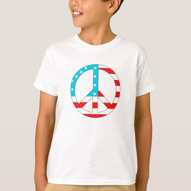 Camiseta Sinal de Paz de Bandeira Americana (Frente)