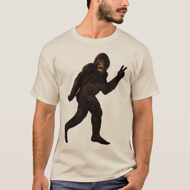 Camiseta Sinal de paz de Bigfoot Sasquatch (Frente)