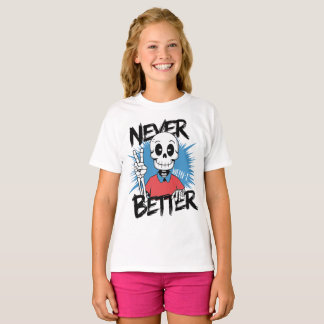 Camiseta Sinal de Paz de Esqueleto Nunca Melhor