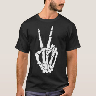 Camiseta Sinal de paz de Fazer de mão esquelética, Mão most