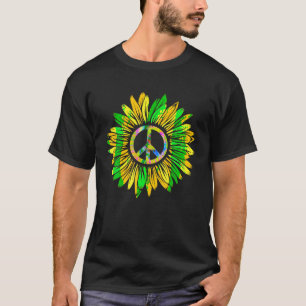 Camiseta Sinal de Paz de Girassol 60s 70s Tie Dye Hippie T