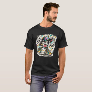 Camiseta Sinal de Paz de Personagem de Desenho Animado Lega