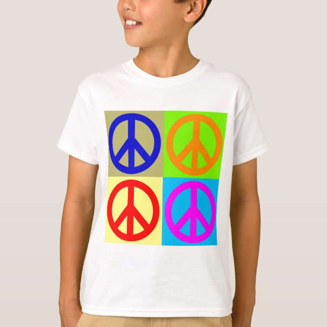 Camiseta Sinal de Paz de Pop de Quatro Cores (Frente)