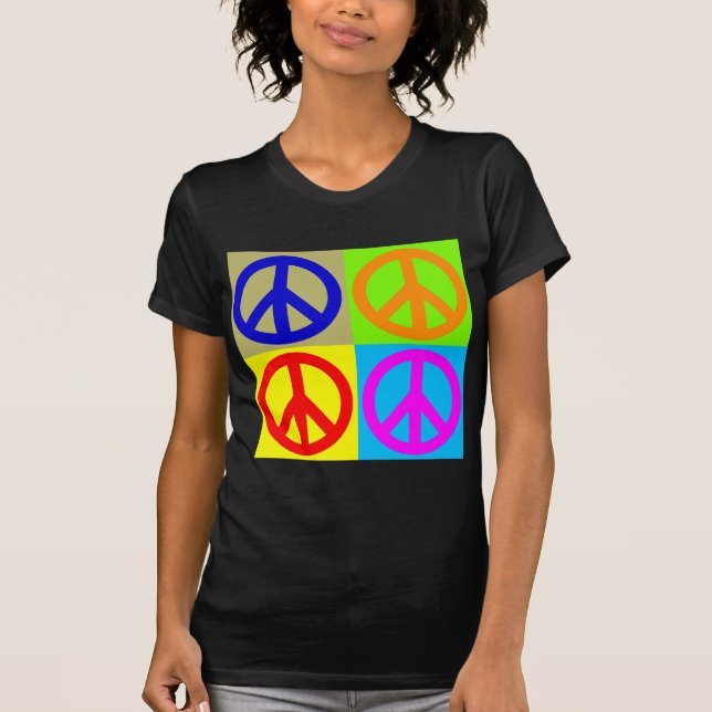 Camiseta Sinal de Paz de Pop de Quatro Cores (Frente)