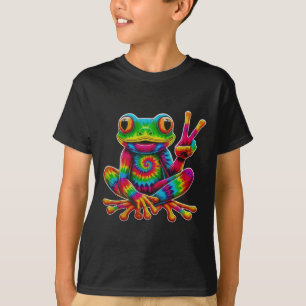 Camiseta Sinal de Paz de Rã Tie-dye Hippie Natal Rã 