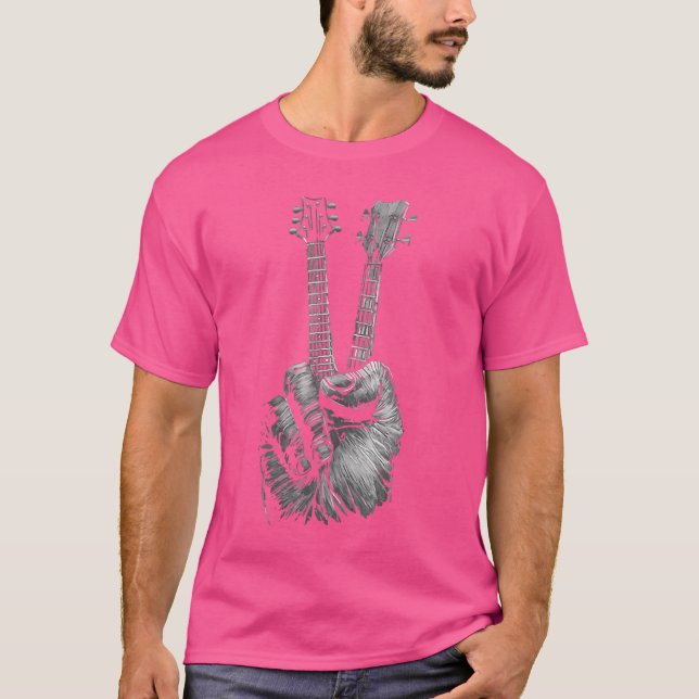 Camiseta Sinal de Paz de Violão Sinal de Paz de Mão Sinal E (Frente)