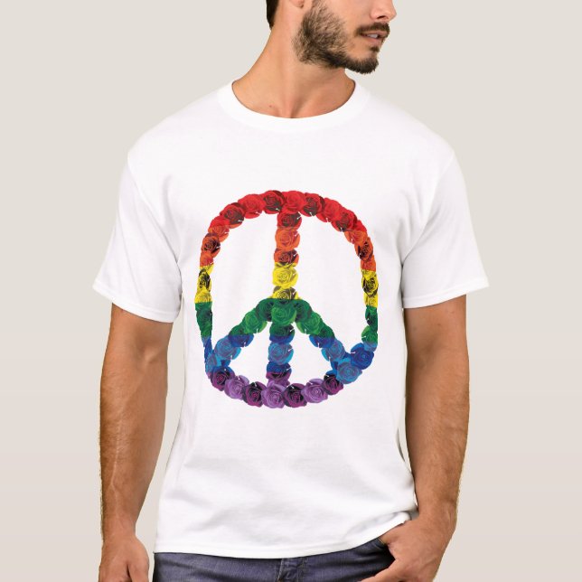 Camiseta Sinal de paz do arco-íris feito fora do t-shirt (Frente)