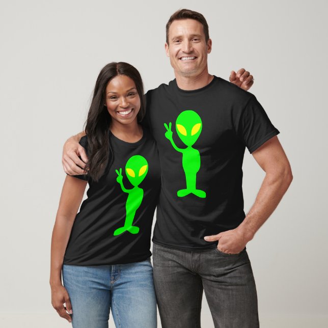 CAMISETA SINAL DE PAZ DO FUNDO DE ALIENÍGENA VERDE T-SHIRT- (Unissex)