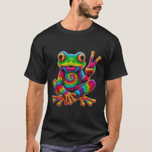 Camiseta Sinal de Paz do Sapo Tie-dye Hippie Sapo de Natal