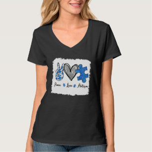 Camiseta Sinal de Paz e Amor Autismo Tee Plus Tamanho