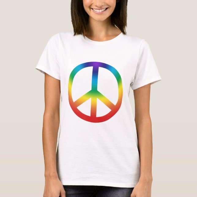 Camiseta Sinal de Paz em Cores Chakra (Frente)
