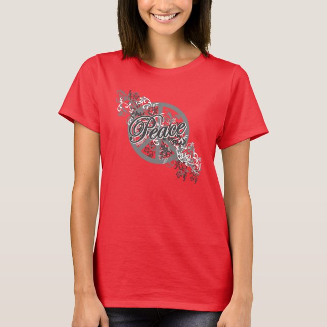 Camiseta Sinal de Paz Filigree Scroll Floral (Frente)