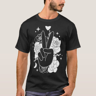 Camiseta Sinal de Paz Flor de Mão 70s Homens com gentileza