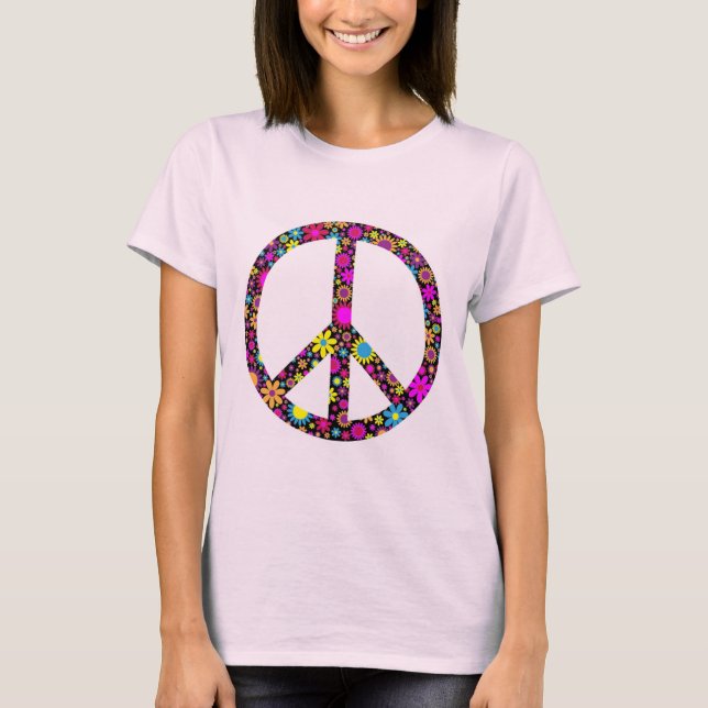 Camiseta SINAL DE PAZ FLORAL GROOVY T-Shirt (Frente)