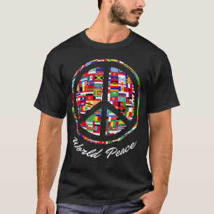 Camiseta Sinal de Paz Mundial Bandeiras de Nações Internaci