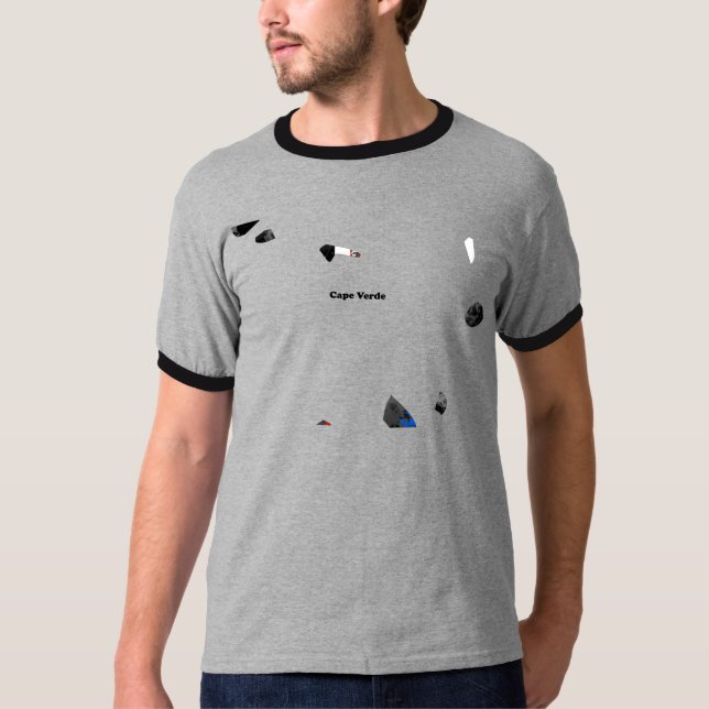 Camiseta Sinal de paz na moda de Cabo Verde com mapa (Frente)