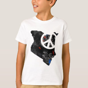 Camiseta Sinal de paz na moda de Kenya com mapa do Kenyan
