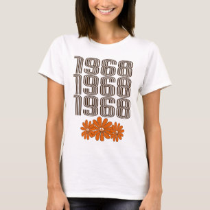 Camiseta Sinal de Paz Orange Hippy Flower Power de 1968